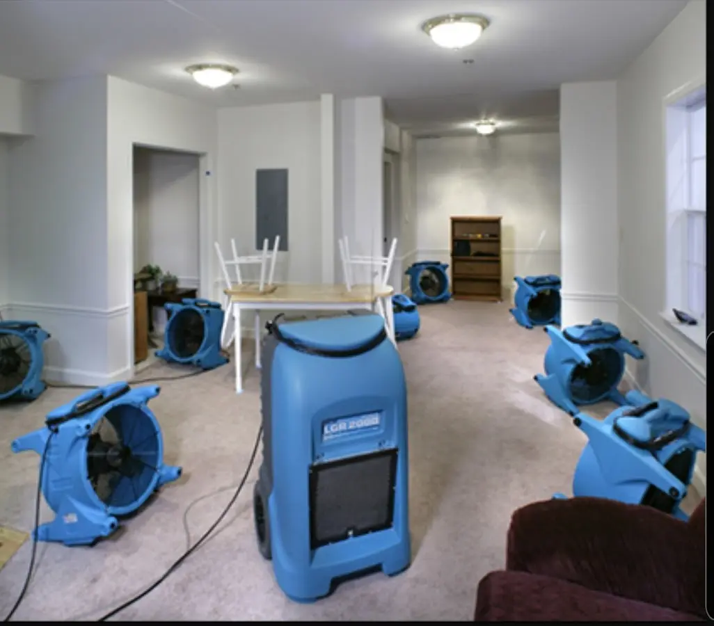 Air movers and dehumidifier setup for Water Damage Restoration in Willistown